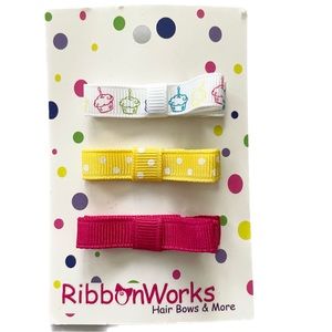 Set of 3 Bright party dots hair bows clips